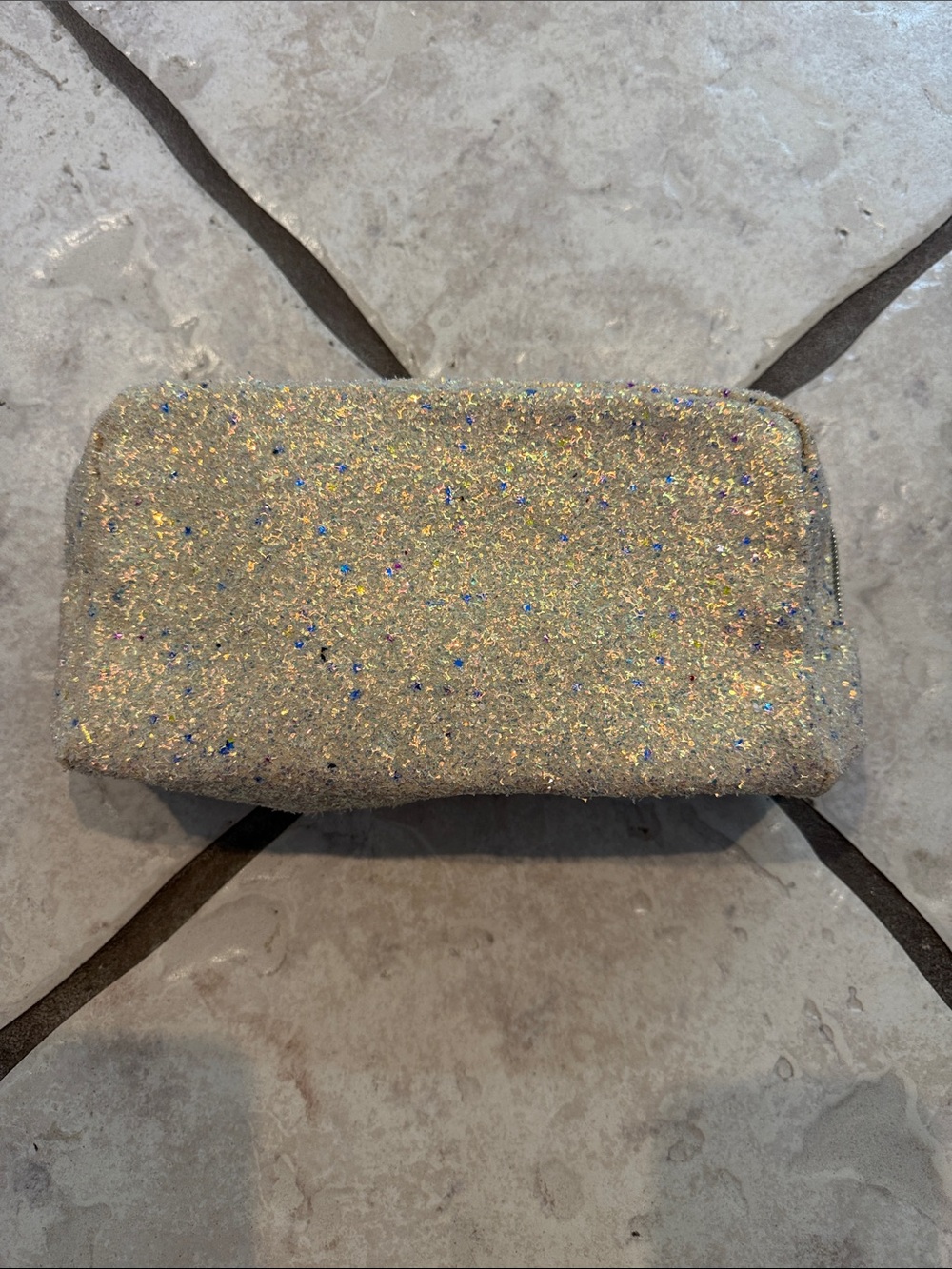 NWOT Tarte Iridescent Gold Glitter Makeup Bag